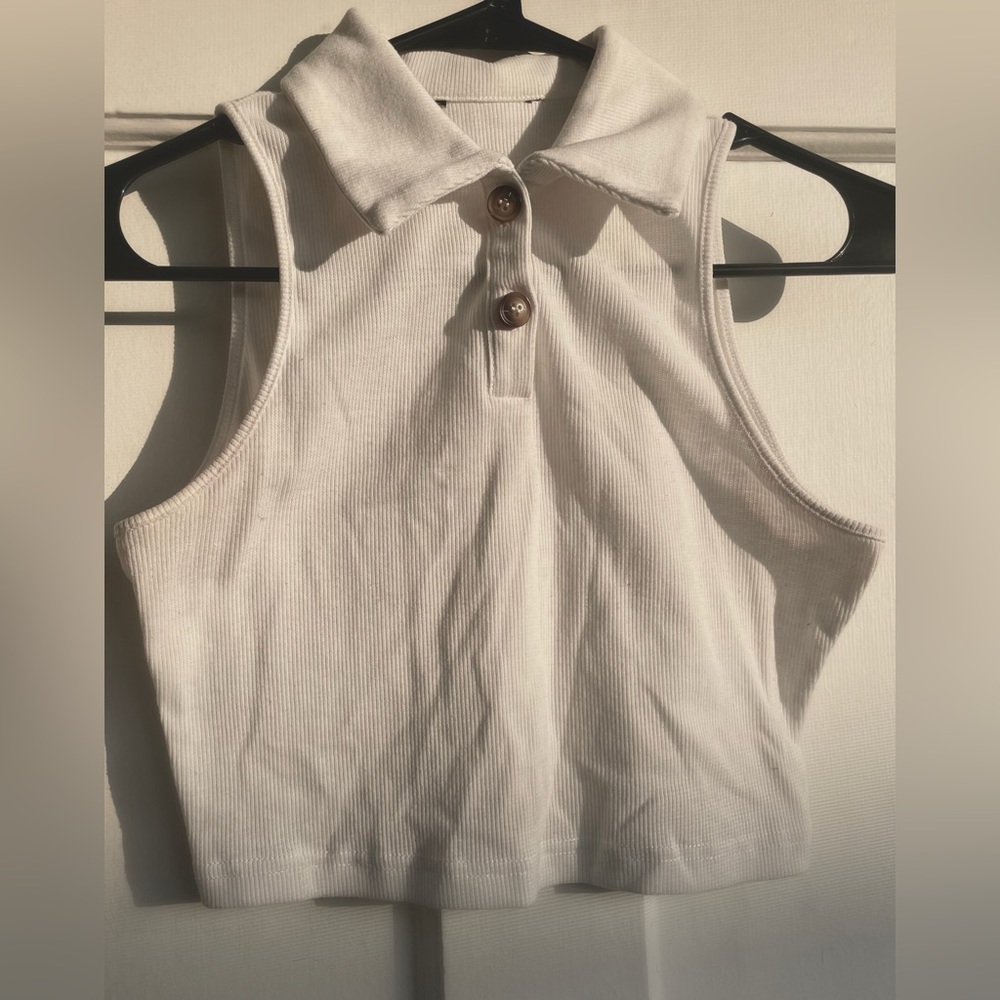White Collar Tank Top Size S